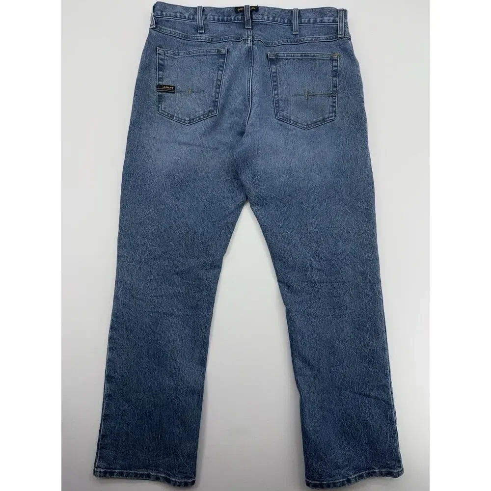 Ariat Rebar M4 Durastretch Relaxed Boot Jeans Mens 34 / 32 Blue Denim Workwear